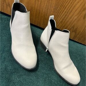Faux snakeskin ankle boots